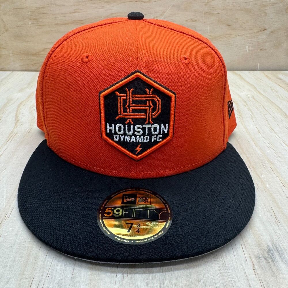 NEW Houston Dynamo FC New Era 2025 Kickoff 59FIFTY Fitted Hat Orange Sz 7 3/4